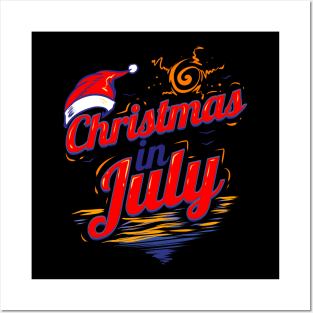 Santa Hat Logo Celebrating Christmas In July Posters and Art